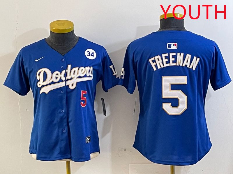 Youth Los Angeles Dodgers #5 Freeman Blue Gold Game 2025 Nike MLB Jersey style 7->youth mlb jersey->Youth Jersey